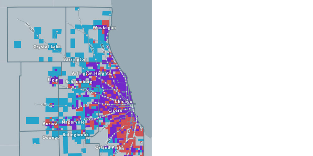 Transit availability and employment density local strategy map.