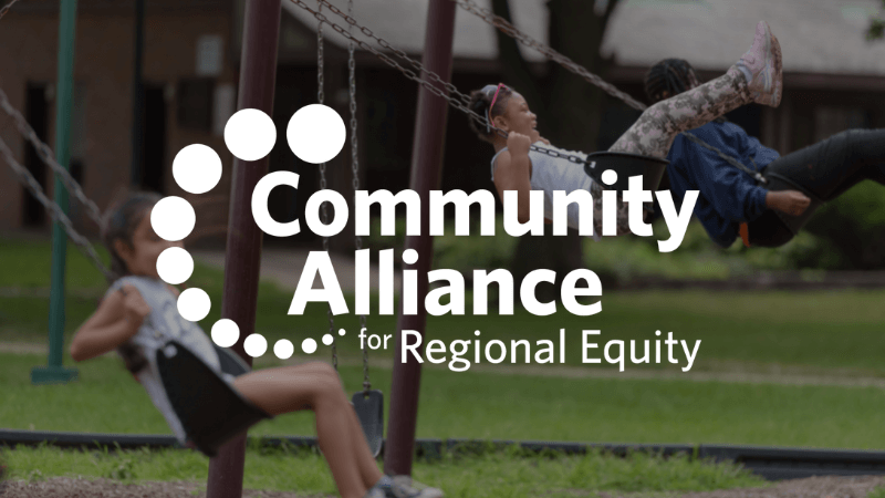 Community Alliance for Regional Equity logo. Girl on swing.