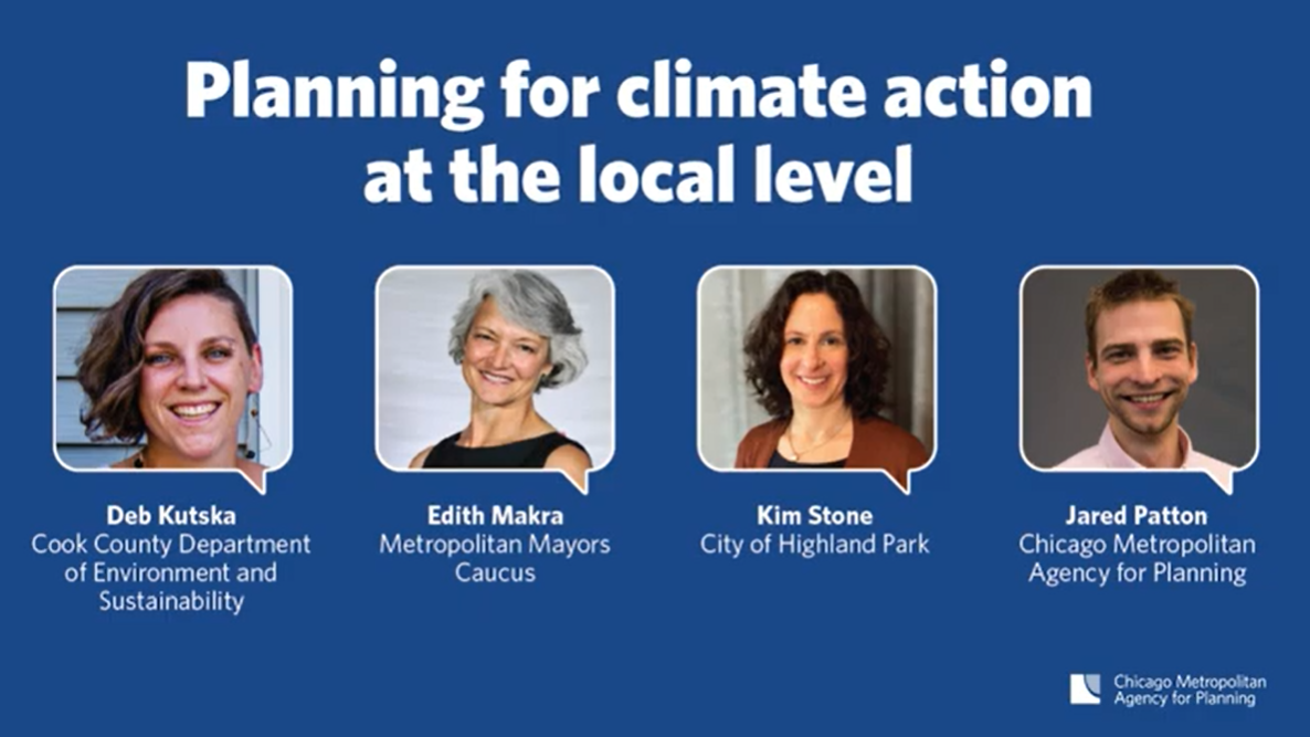 Planning for climate action at the local level. Headshots of four people