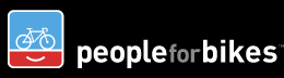 Red and blue logo for PeopleForBikes