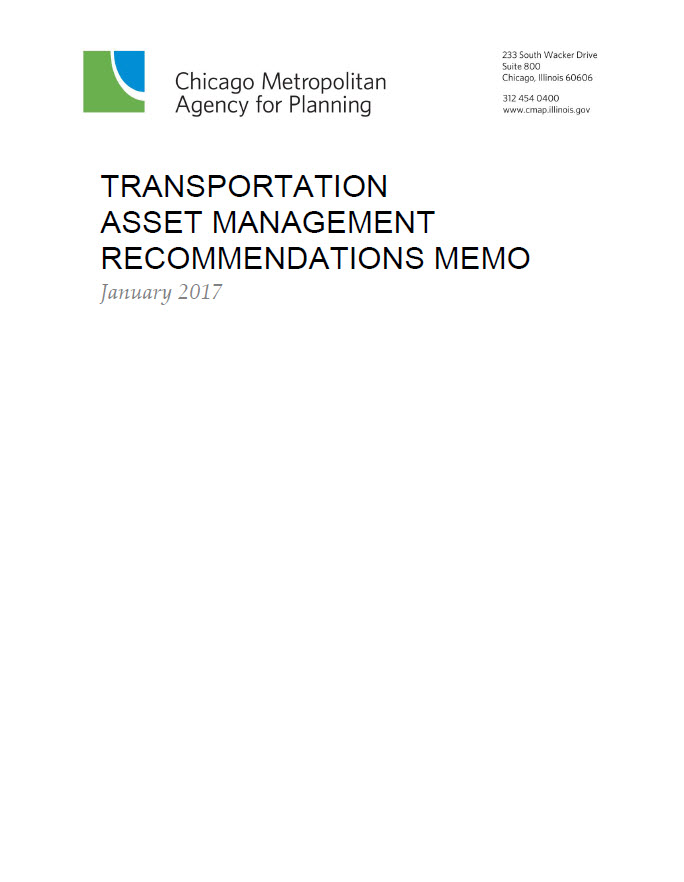 Text cover of the ON TO 2050 Transportation Asset Management Recommendations memo