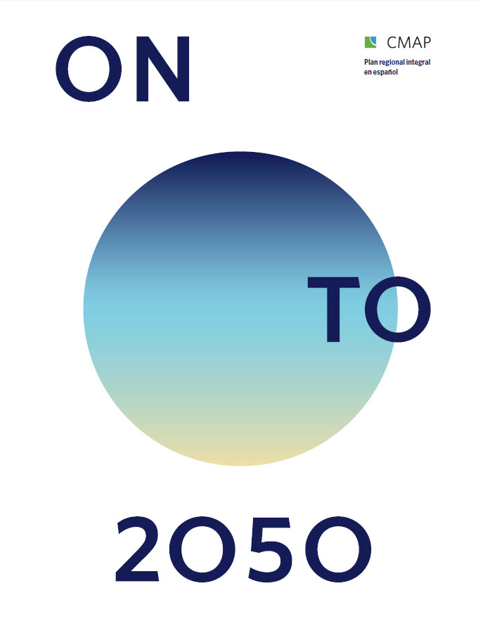 White cover with a gradient circle that says ON TO 2050