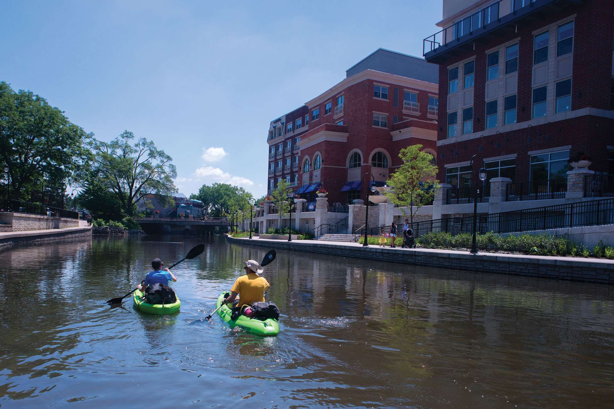 Kayaks on the river in DuPage County