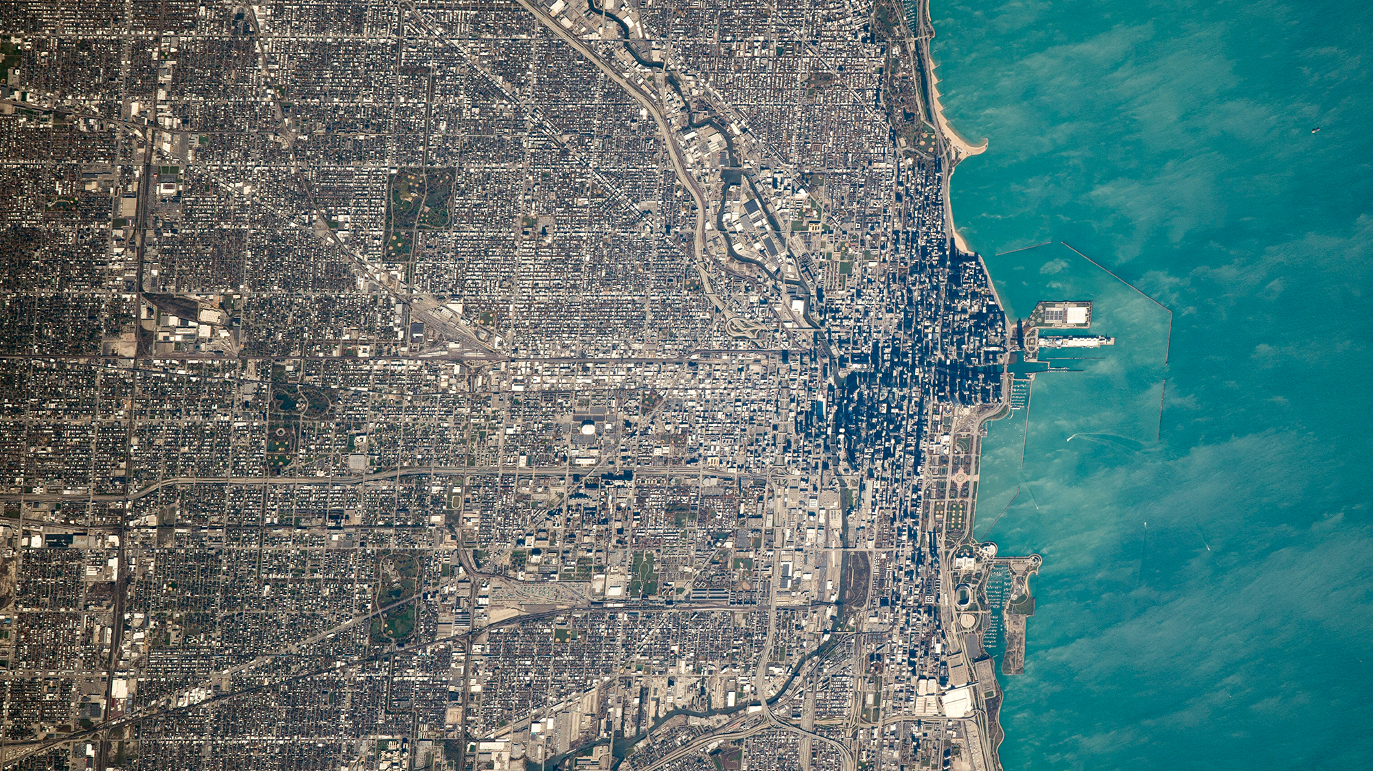 NASA image of the Chicago region from space.