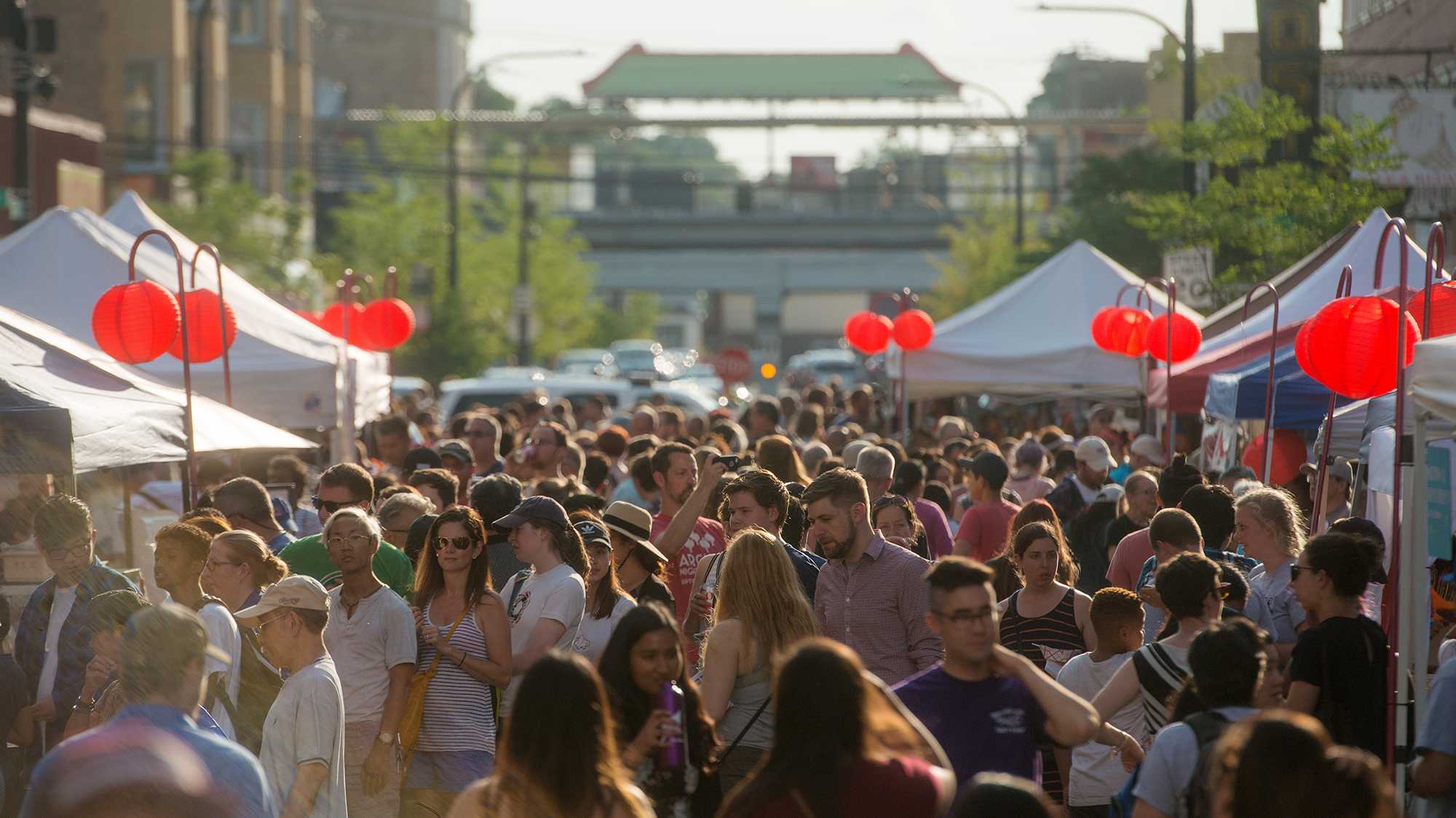 Crowd of people at a festival in Chicago