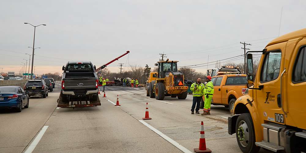 Image of construction on a roadway.