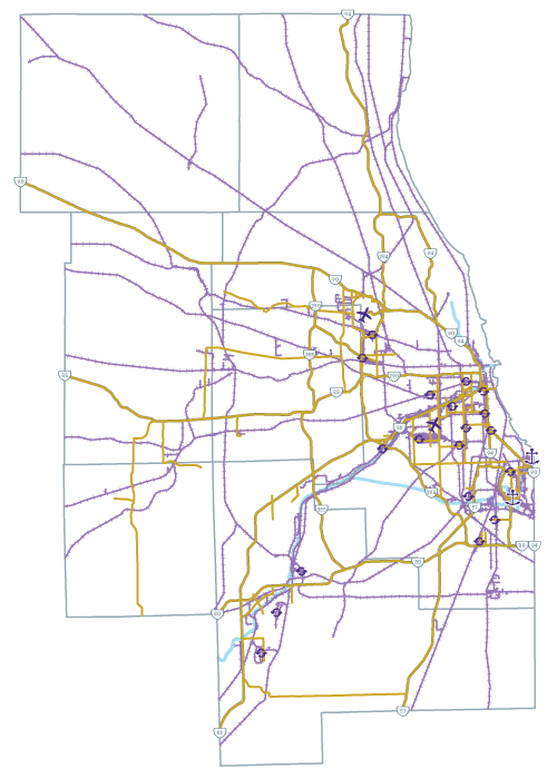 Chicago regional freight system map.