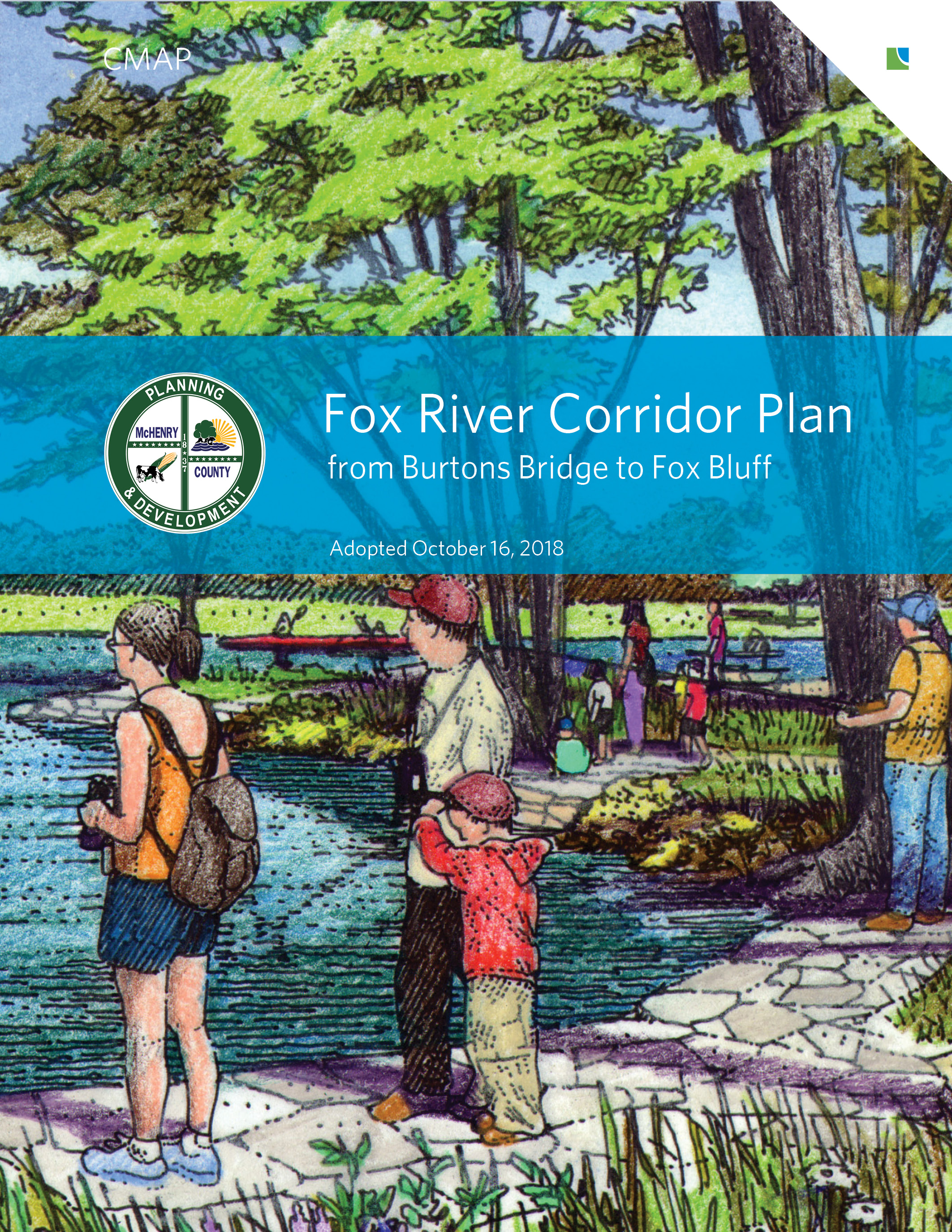 Cover page of the Fox River Corridor Plan from Burtons Bridge to Fox Bluff