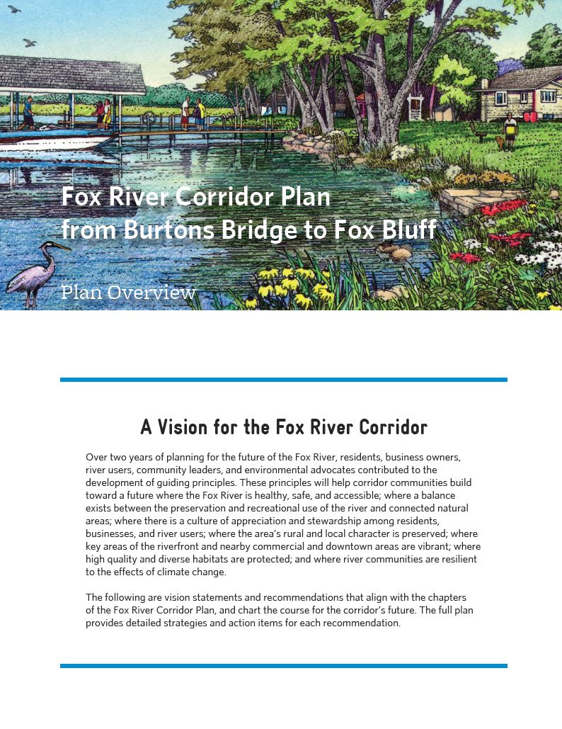 Cover page for the Fox River Corridor Plan overview summary