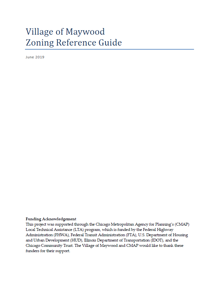 Title page of Maywood Zoning Reference Guide