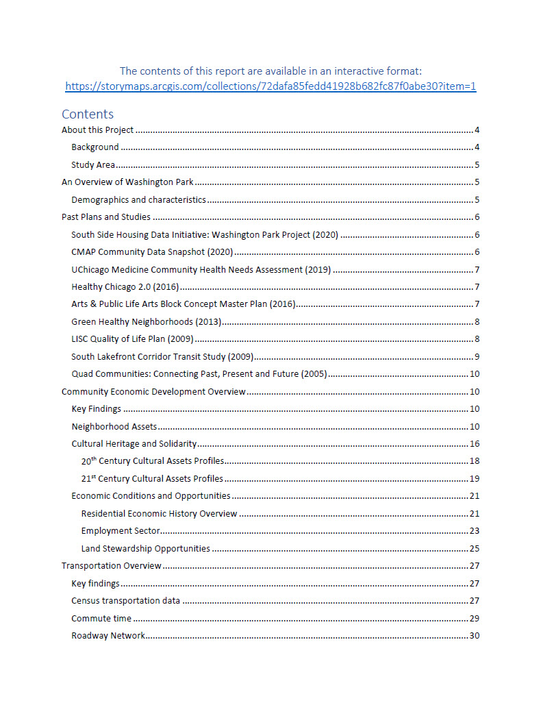 Table of contents screenshot